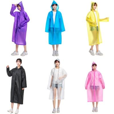 China 2023 Recycled Environmental Men Portable Plastic Raincoats Windproof Everest Rain Coat Adult Women Raincoats EVA Raincoat With Hoods Sleeves for sale