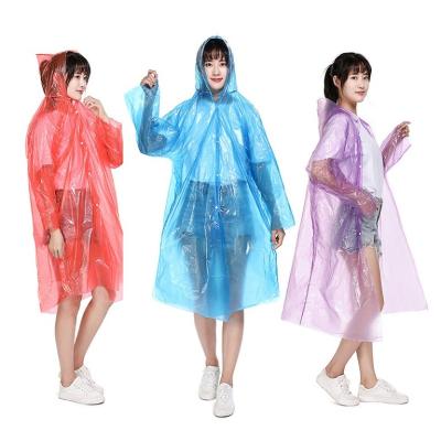 China NEW PE Material Free Sample Bachelorette Rainwear Plastic Disposable Rain Coat For Rainwear Adult Outdoor Support Custom Color for sale