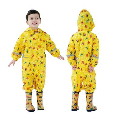 China Wholesale Yellow Hooded Windproof Raincoat Polyester AC Can Be Customized Kids Rain Coat Waterproof Raincoat For Kids for sale