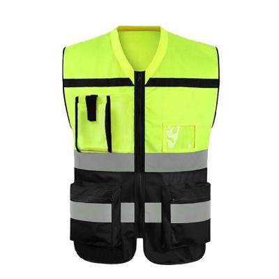 China LED FLASH Hi Vis Reflective Safety Vest Outdoor Sports Workwear Men Accent Bar Tape Yellow-Orange Mesh Reflective Vest With Custom Logo for sale