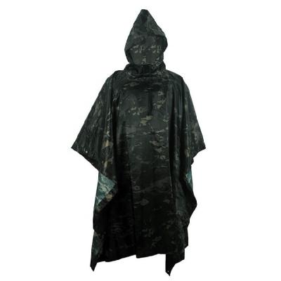 China Custom Logo Rain Coat Men Women Camouflage Hooded Black Raincoat Outdoor Poncho Windproof Raincoat Adults CP Raincoat With Portable Bag for sale