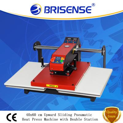 China Cloths Printer Factory Direct Sale Brisense Brand 40x60 cm Double Station Upward Sliding Pneumatic Heat Press Machine with CE for sale