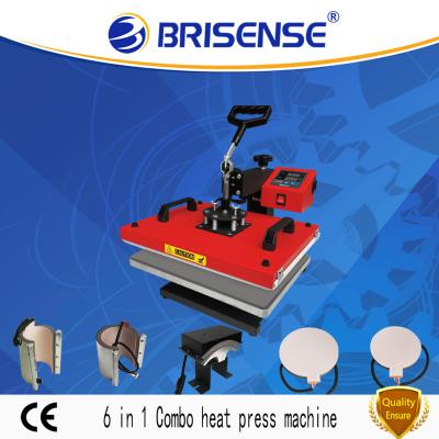 China Fabric Printer Factory Direct Sale Brisense Brand Manual 6 in 1 Multifunctional Combo Heat Press Machine for Mug, Cap, Plate, T-shirt Printing for sale