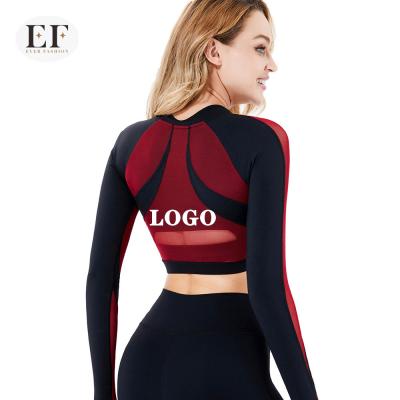 China 2021 Hot Selling Mesh Shockproof Yoga Top Soft Women's Top For Long Sleeve Ever Fashion Breathable Yoga Crop for sale