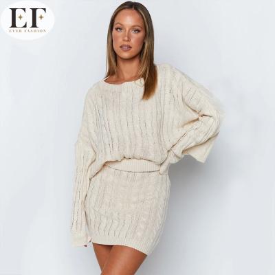 China Anti-Wrinkle Ever Fashion OEM Customized Ladies Twin Set Knit Sweater Dress for sale