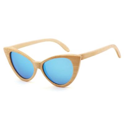 China Custom Fashion Sunglasses Ladies Shape Cat Eye Sunglasses Natural Handmade Simple Bamboo Sunglasses for sale