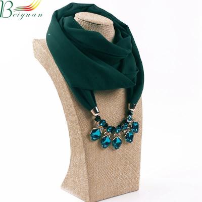 China European American Women's Scarf Necklace Jewelry Alloy Chiffon Pearl Fashion Beaded Scarf Necklace for sale