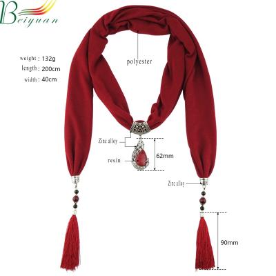 China Wholesale New Bead Tassel Neck Scarf Jewelry Ethnic Style European American Ceramic Pendant Necklace With Conjoined Jewelry for sale