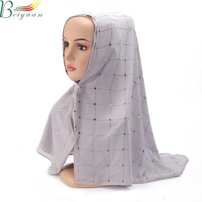 China General Rhinestone Muslim Chiffon Hijab Lady Scarf Wholesale Custom Popular Fashion Daily Casual Formal for sale