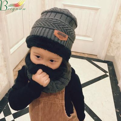 China South Korea JOINT thickened boys children's winter warm hat scarf two sets and girls scarf knit scarf hat for sale