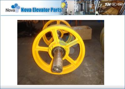 China Customized Cast Iron Elevator Traction Pulley Sheave in Yellow Color, Elevator Pulley Wheel for sale