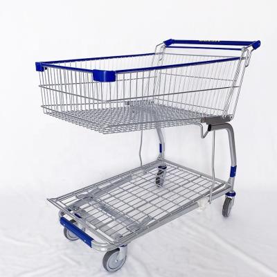 China Unfolding Large Capacity Hand Push Metro Market Shopping Trolley Cart for sale