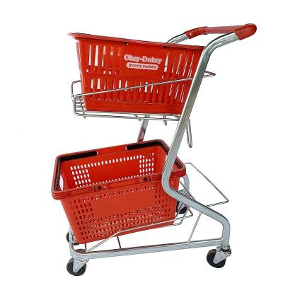 China Small Wire Anti Rust Grocery Metal Corrosion Protection Shopping Cart Double Decker Shopping Cart for sale