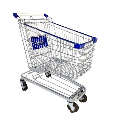 China German Steel Construction Supermarket Shopping Cart 150 Liter Metal Shopping Trolley Manufacturer for sale