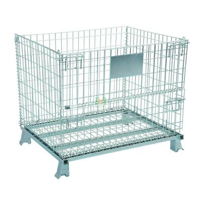 China Warehouse Stackable Equipment Metal Storage Box Foldable Wire Mesh Storage Bin for sale