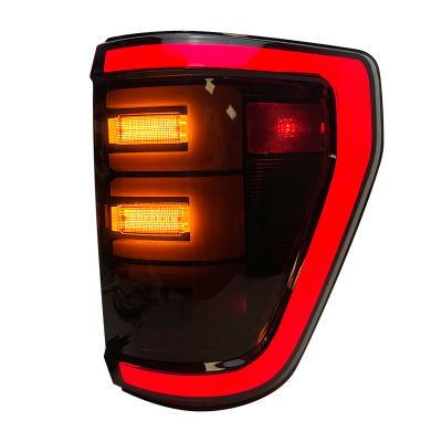 China PC+ABS+PMMA factory tail lamp upgrade to full LED source new style design tail light for Ford F150 2021 yellow turning light tail lamp for sale