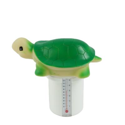 China Eco-Friendly Floating Cute Turtle Dispenser With Cute Thermometer Pool Toy for sale