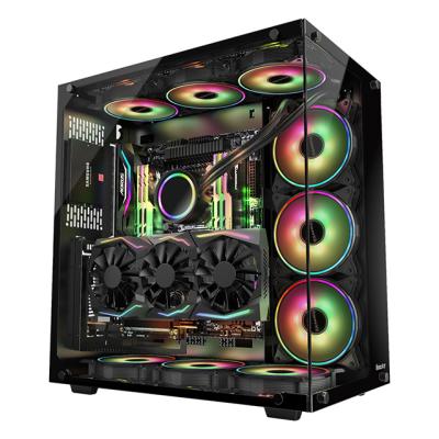 China Aluminum Alloy MVP Apollo Desktop PC Set Computer Main Frame Tempered Glass Computer Case Water Cooled for sale