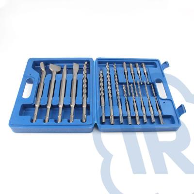 China YUERONG 17PCS Concrete Power Tool One Head SDS Plus Hammer Drill Bit Sets High Quality for sale