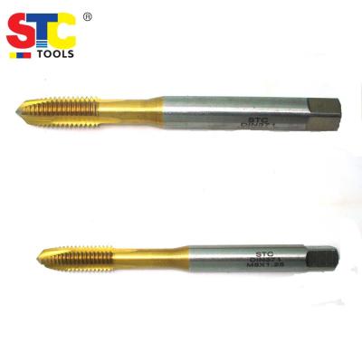 China Thread Tapping Tin Coated Spiral Pointed Machine Tap HSS DIN371B for sale