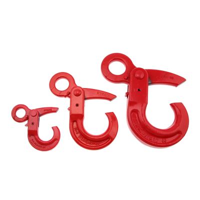 China Heavy industry alloy and G80 carbon steel European type self-locking eye hook with latch for lifting for sale