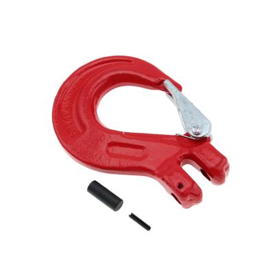 China Heavy Industry Drop Forged Alloy Steel G80 Clevis Clamp Crane Lifting Hook With Latch for sale