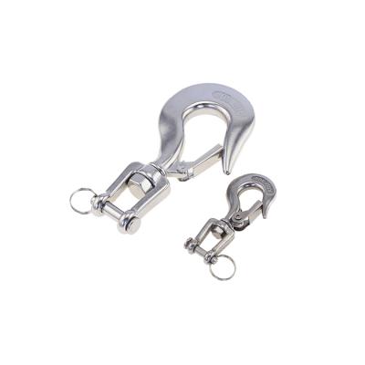 China Heavy Industry Stainless Steel Swivel Eye Lift Hook Marine Grade Safety Hook Rigging Accessory with Latch for sale