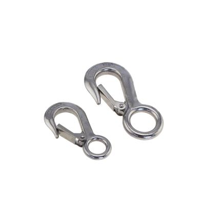 China Heavy Industry Heavy Duty Stainless Steel Eye Crane Hook With Safety Latches for sale