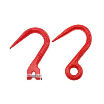 China Heavy industry G80 alloy steel tube clevis eye pipe red painted forged lifting hook for EN818-2 G80 chain for sale