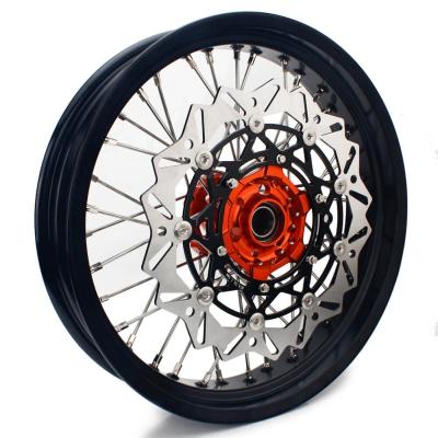 China Aluminum Alloy 17 Inch Front Motorcycle Spoke Wheels Supermotor Wheel Rims For Dirt Bike for sale