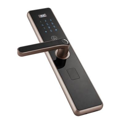 China Tuya Home App Hotel Residence Bedroom Key Hole Anti-theft Luxury Fingerprint Smart Door Handle Lock Anti-theft Hidden Biometric Door for sale