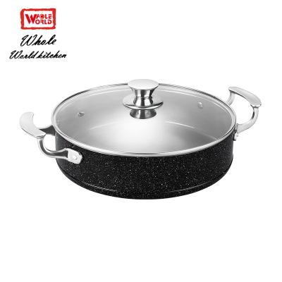 China Sustainable Oil Free Aluminum Nonstick Indian Kitchen Utensil Soup Pot Casserole With Stainless Steel Handles for sale