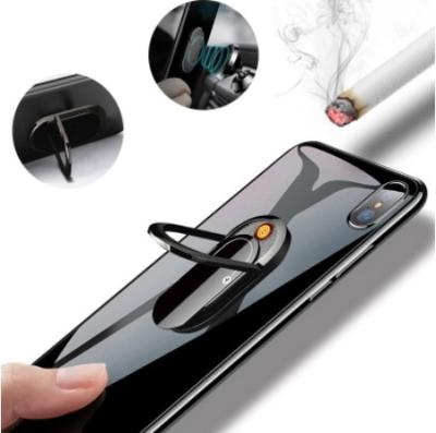 China Minimalist Lovisle Tech 360 Rotation Phone Ring Stand Socket Windproof Flameless Rechargeable Lighter for sale