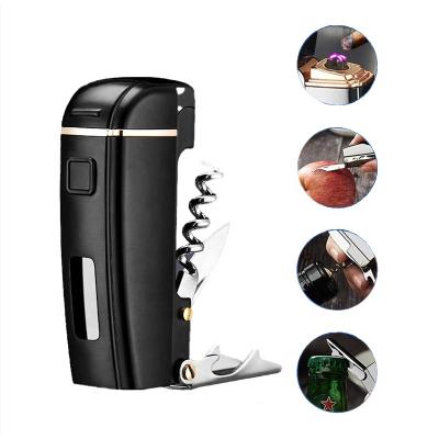 China Custom Minimalist Lovisle Technology Logo Double Arc Pulse Lighter Household Knife Bottle Opener BBQ Lighter for sale