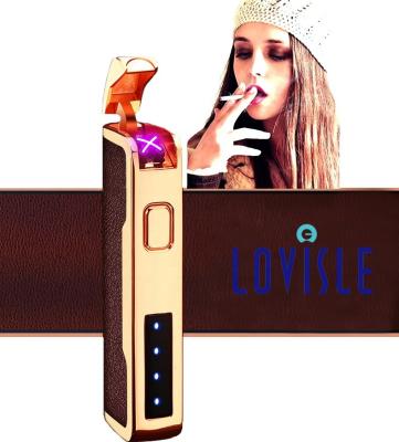 China Minimalist Lovisle Technology Dual USB Lighter Electric Arc Plasma Cigarette Rechargeable Windproof Lighter for sale