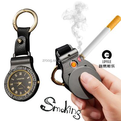 China Minimalist Lovisle Tech Key Chain Watch USB Rechargeable Mini Portable Electric Lighters Windproof Metal Creative Individuality for sale