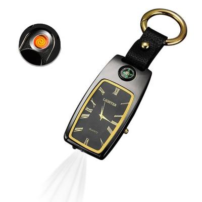 China Minimalist Lovisle Tech Compass Eye Windproof Rechargeable Tungsten Lighter With Flashlight for sale