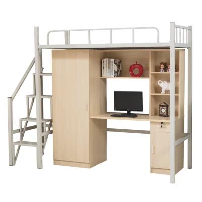 China Modern One-Piece Cabinet Iron Attic Staff Students Single Combination Bed With Desk for sale