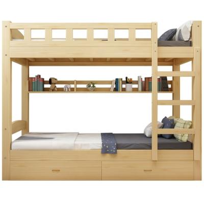 China China Supplier Modern Solid Pine Wood Adult High Low Children Double Decker Storage Bunk Bed for sale