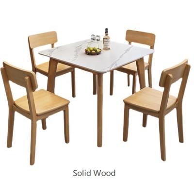 China Modern high quality Nordic leisure slate square dining place simple elegant solid wood table for sale