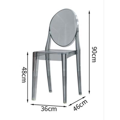 China Modern simple home office stackable backrest plastic transparent dining devil plastic chair for sale