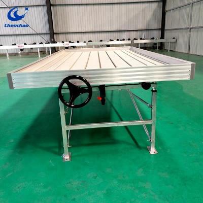 China Vegetable Fruit Flowers Growing Using Movable Flood Tray Grow Table Rolling Bench For Hydroponics for sale