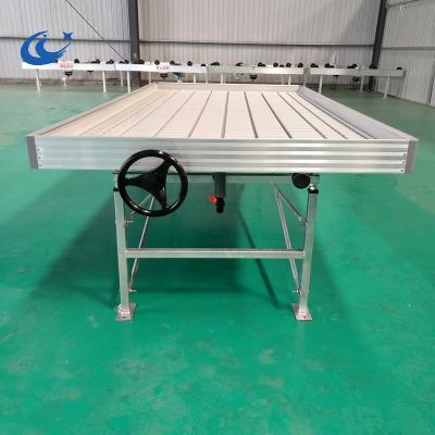 China Fruit Vegetable Flowers Plastic Greenhouse 4x8 Growing Table And Bench With ABS Flood Tray for sale