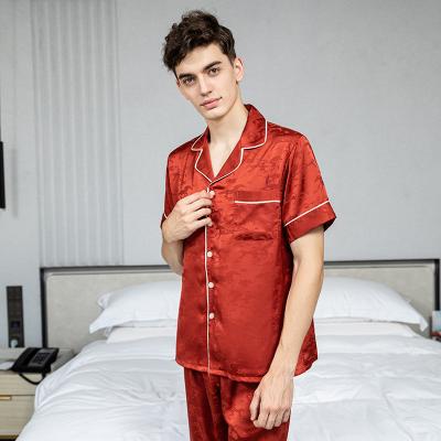 China Men Sleepwear OEM Printing Summer Jacquard Breathable Pajamas Outfits Male Nightgowns Pajamas Set for sale