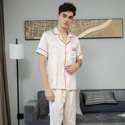 China Breathable Leisure Suit Sleepwear Nightgowns Home Sleep Wear 2 Pieces Shirt And Pants Mens Pajamas Set for sale