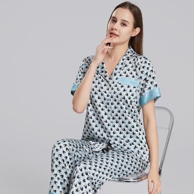 China Breathable Custom Design Set Personalized Ice Silk Women Pajamas Sleepwear Lounge Wear Women Homewear for sale