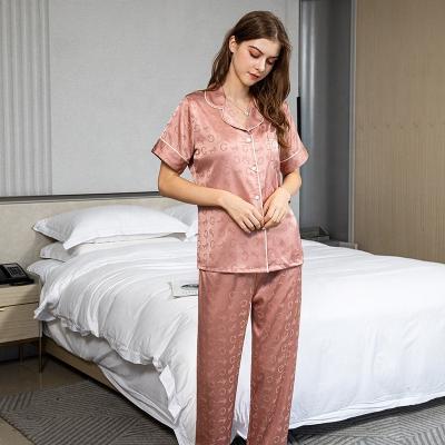 China Women's 2 Piece Leisure Wear Breathable Sleepwear Set Wholesale Summer Short Sleeved Pajamas Set For Woman for sale