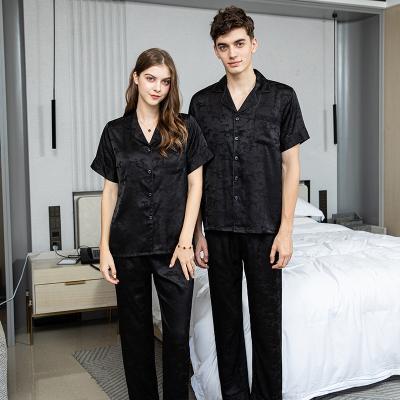 China Breathable Luxury Pajamas Nightgowns Soft Sleeve Sleepwear Button Along Bottom Pj Sets For Women And Men for sale