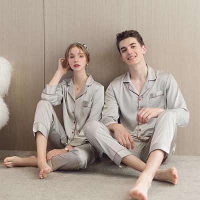 China Unisex Breathable Luxury Matching Couples His And Hers 2 Piece Pajama Sleepwear Set For Adult for sale