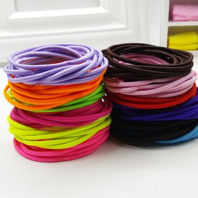 China Ladies Hair Decoration 100Pcs/set Solid Elastic Hair Bands Rope Ponytail Holder For Kids Girl Hair Accessories Mix Black Colors for sale